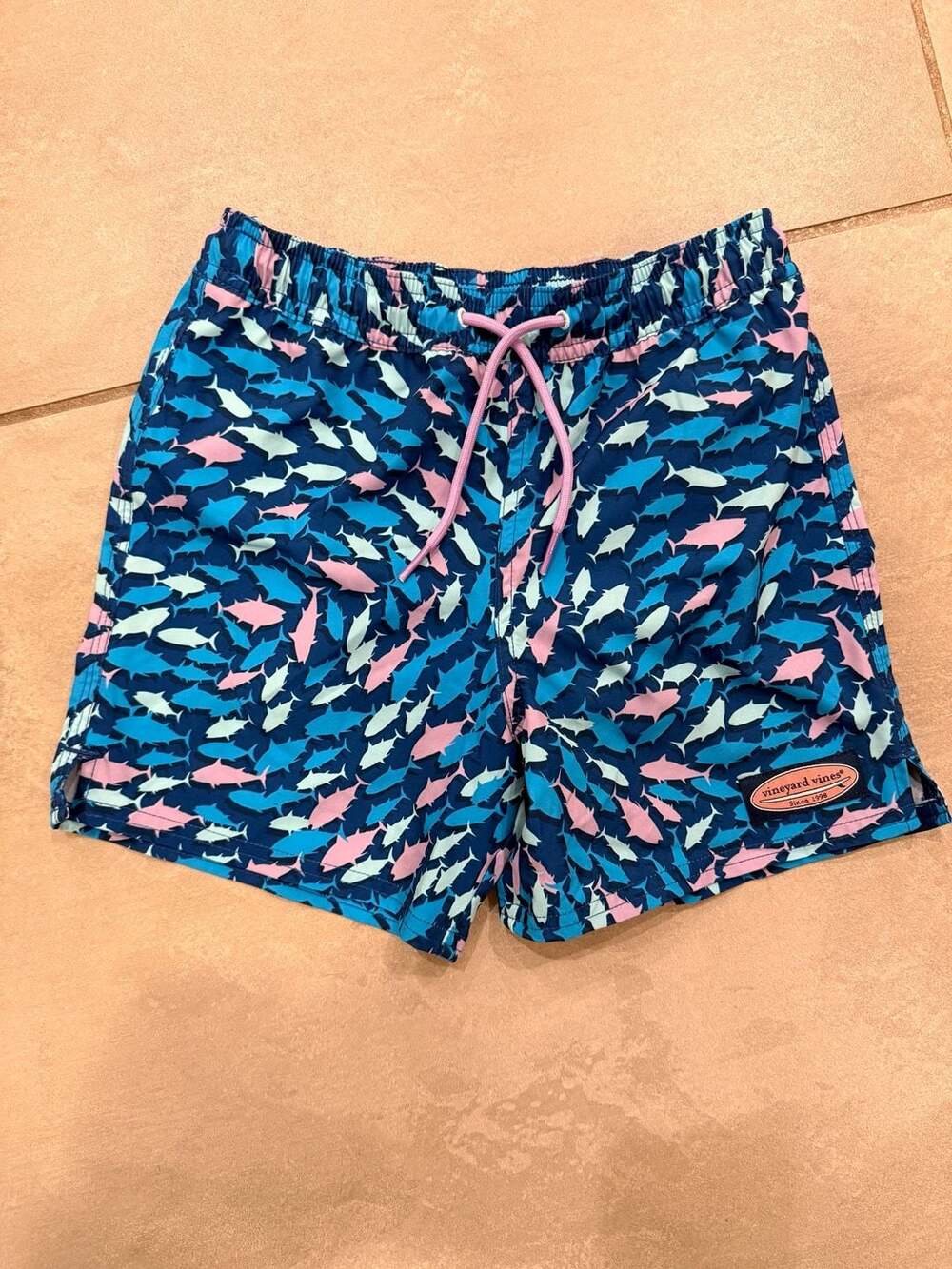 Vineyard Vines Boys Shark Print Swim Trunks Size 7